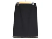 04A CHANEL シャネル 衣類 ツイードスカート レディース36 ブラック ウール P24794V15066 (2148103802164) 【200】