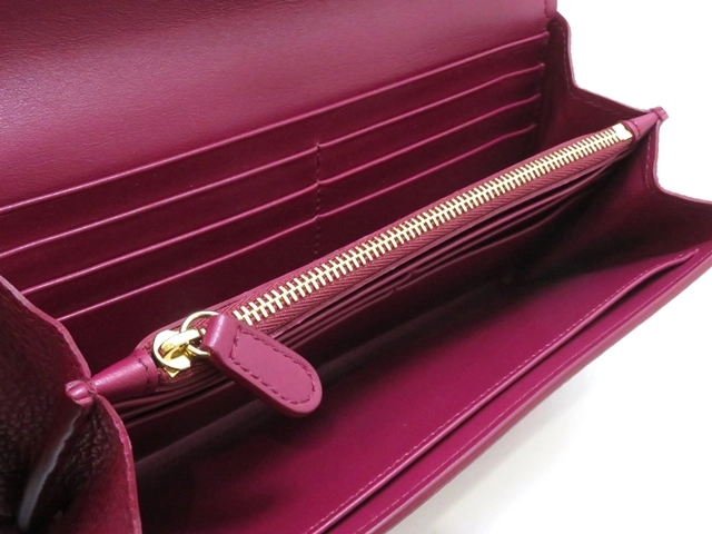 Salvatore Ferragamo サルヴァトーレ・フェラガモ 二つ折りZIP長財布 ワインレッド レザー KM-22 C224【430】2147200520094