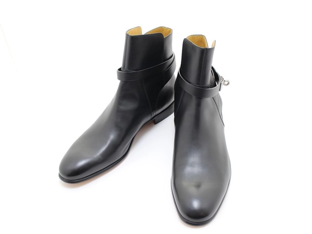 HERMES エルメス 靴 フォーチュン ショートブーツ メンズ42ハーフ(約27.5cm) ブラック カーフ H201430 参考定価：￥319,000-