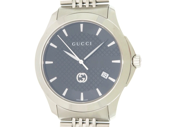 GUCCI グッチ Gタイムレス メンズ腕時計 ステンレス ブラック文字盤 クオーツ 126.4【431】2148103675409  の購入なら「質」の大黒屋（公式）