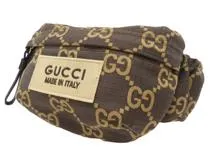 GUCCI グッチ GGベルトバッグ ダークブラウン ナイロン レザー 767934