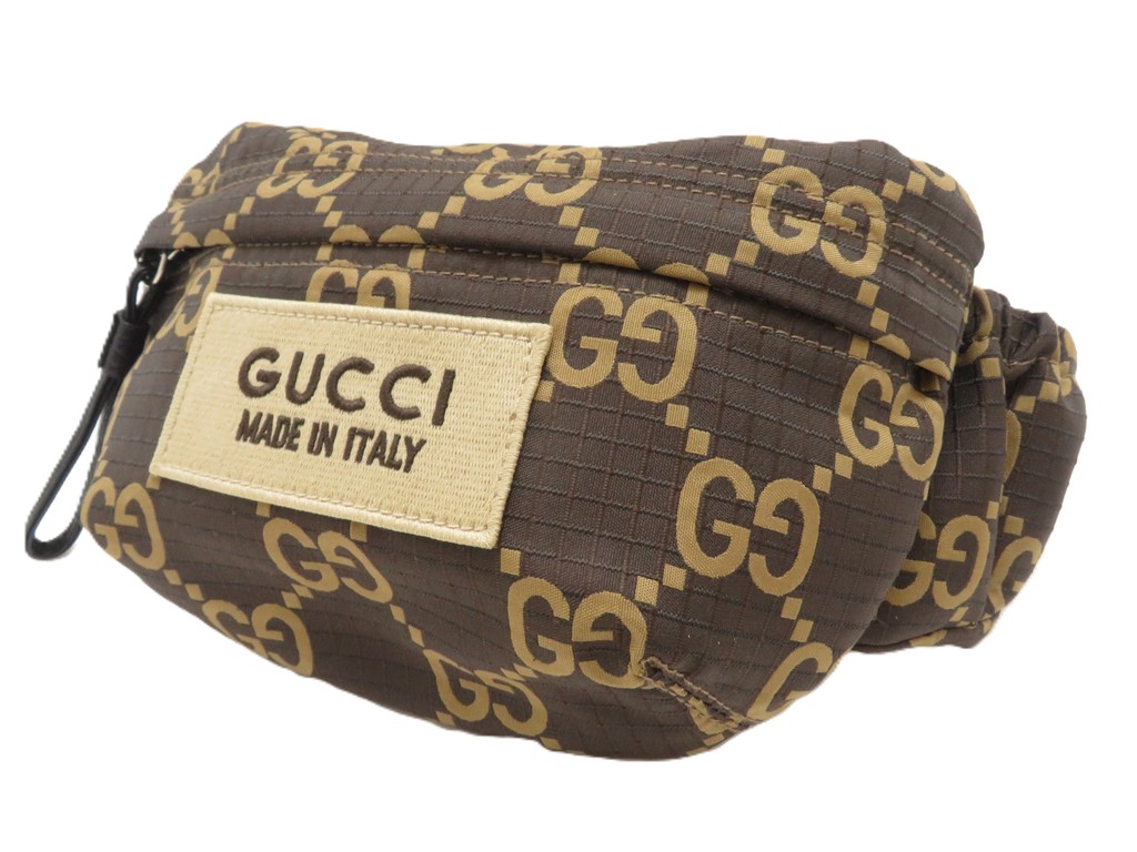 GUCCI グッチ GGベルトバッグ ダークブラウン ナイロン レザー 767934