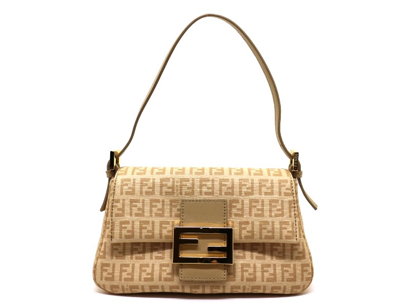 希少美品 FENDI フェンディ レザー ロゴ金具 バゲット バッグ