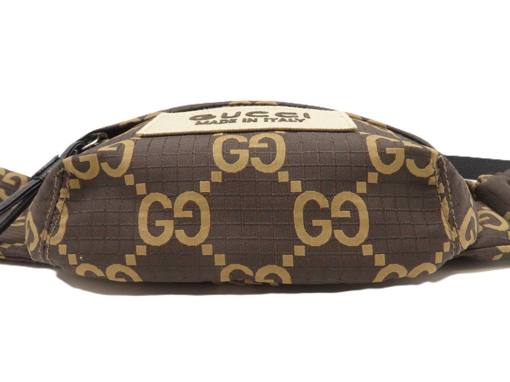 GUCCI グッチ GGベルトバッグ ダークブラウン ナイロン レザー