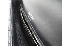 PRADA　プラダ　ギャザー　チェーンショルダー　ブラック　カーフ　2148103818677【437】