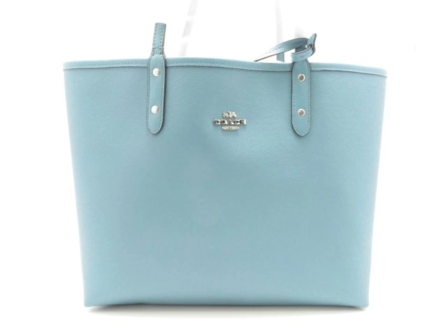 COACH コーチ シグネチャー リバーシブル トートバッグ ライトブルー
