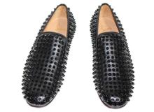 Christian Louboutin　クリスチャンルブタン　革靴　ローファー　メンズ40ハーフ　ブラック　Rollerboy Spikes　スタッズ 　2166000051829　【200】