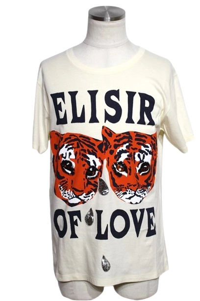 GUCCI グッチ 衣類 Tシャツ メンズXS アイボリー/マルチ コットン/スパンコール 492347 (2148103805370) 【200】