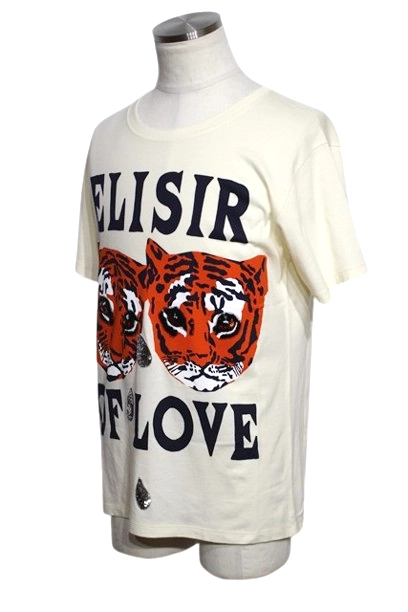 GUCCI グッチ 衣類 Tシャツ メンズXS アイボリー/マルチ コットン/スパンコール 492347 (2148103805370) 【200】