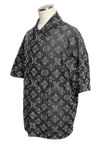 23AW LOUIS VUITTON ルイ・ヴィトン 衣類 ショートスリーブシャツ メンズS ブラック コットン (2148103805448) 【200】