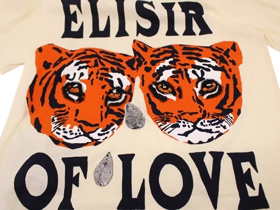 GUCCI グッチ 衣類 Tシャツ メンズXS アイボリー/マルチ コットン/スパンコール 492347 (2148103805370) 【200】