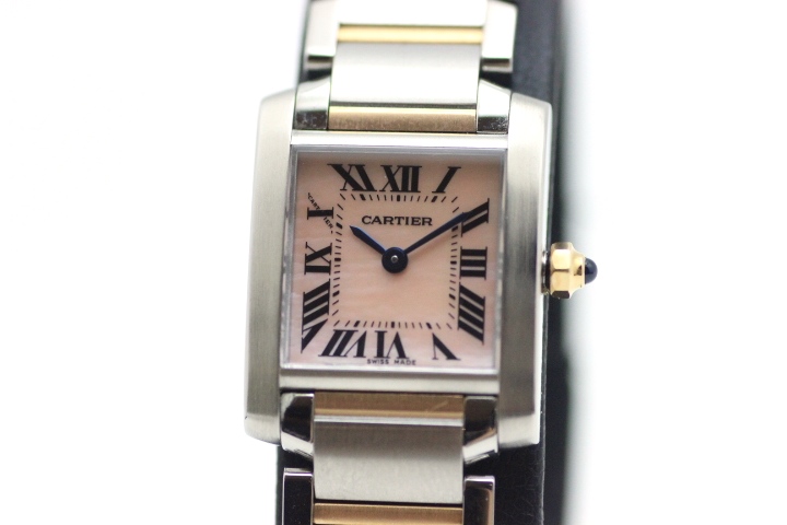 Cartier カルティエ タンクフランセーズ Sm Wq4 ピンクシェル文字盤 ピンクゴールド ステンレス 女性用クオーツ時計 473 の購入なら 質 の大黒屋 公式