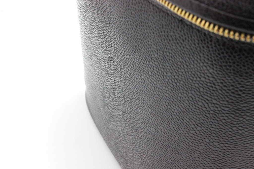 CHANEL シャネル ココマーク 2way横型バニティ ブラック/ゴールド金具 キャビア【431】Y