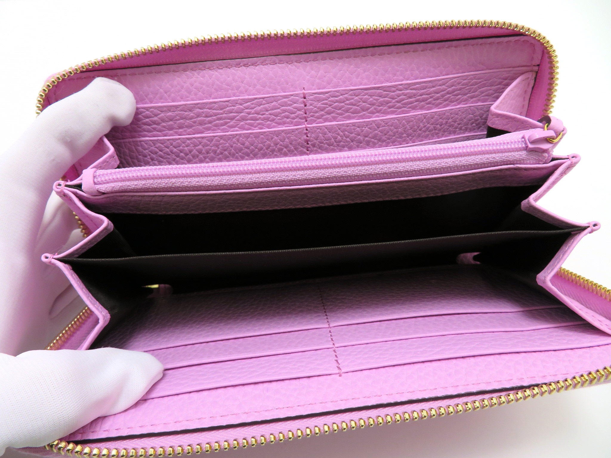 GUCCI グッチ GGマーモントボスコラウンド長財布 ピンク レザー 【432