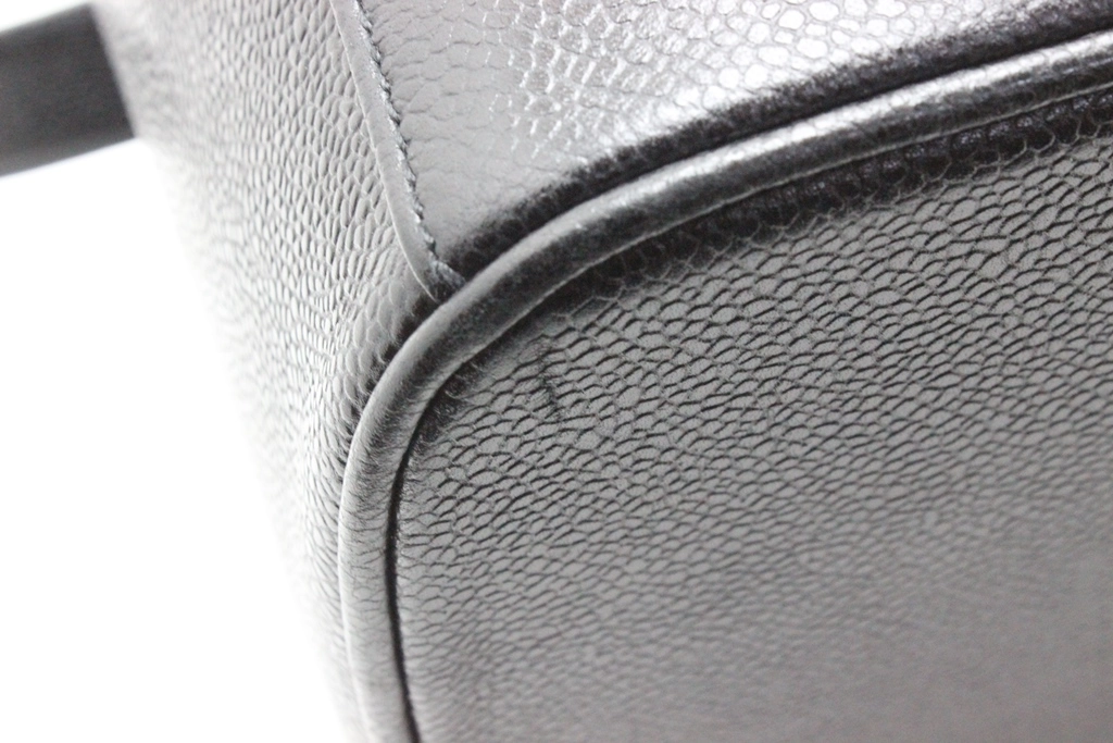 CHANEL シャネル ココマーク 2way横型バニティ ブラック/ゴールド金具 キャビア【431】Y