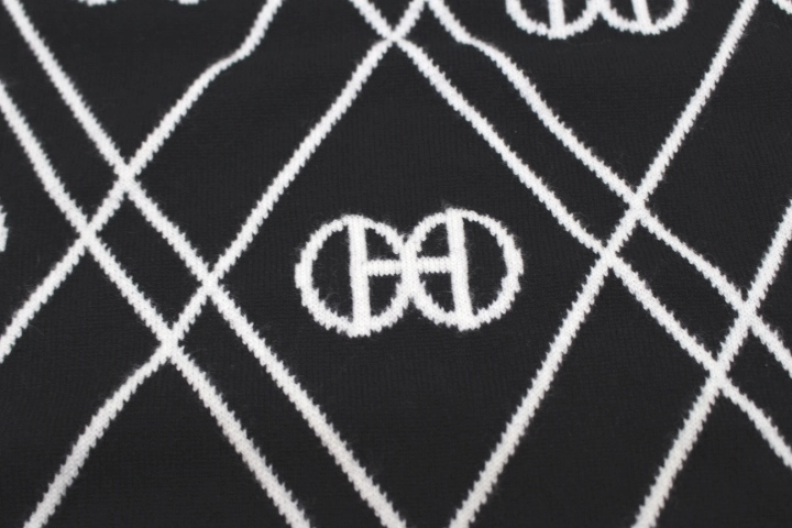 HERMES エルメス Hロンド ワンピース レディース36 ブラック/ホワイト カシミヤ 2143000675088 【432】