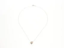 4℃ ヨンドシー 貴金属 宝石 ネックレス ハートモチーフ K10 ピンクゴールド ダイヤモンド 1.5g【473】