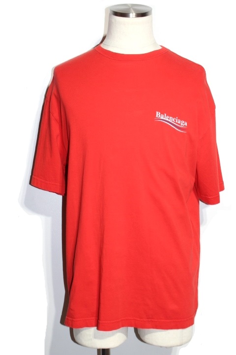 BALENCIAGA　バレンシアガ　半袖Tシャツ　メンズXS　レッド　コットン　（2148103306839）【200】