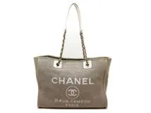 CHANEL シャネル ドーヴィル トートバッグ ベージュ GP金具 2120000312588【200】