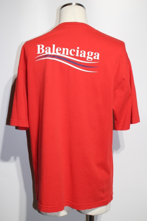 BALENCIAGA　バレンシアガ　半袖Tシャツ　メンズXS　レッド　コットン　（2148103306839）【200】 image number 3