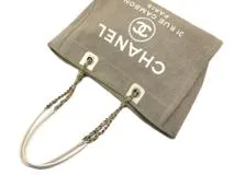 CHANEL シャネル ドーヴィル トートバッグ ベージュ GP金具 2120000312588【200】