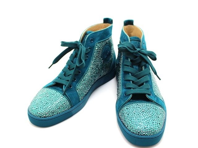Christian Louboutin クリスチャン・ルブタン 靴 ルイスハイカットスニーカースエード メンズ42ハーフ ブルーグリーン スエード (2120000312793) 【200】