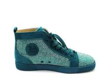 Christian Louboutin クリスチャン・ルブタン 靴 ルイスハイカットスニーカースエード メンズ42ハーフ ブルーグリーン スエード (2120000312793) 【200】