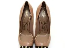 VALENTINO バレンチノ 靴 ロックスタッズパンプス レディース36ハーフ(約23～23.5cm) ベージュ ブラック カーフ WW0S0DF8 (2143000711885) 【200】