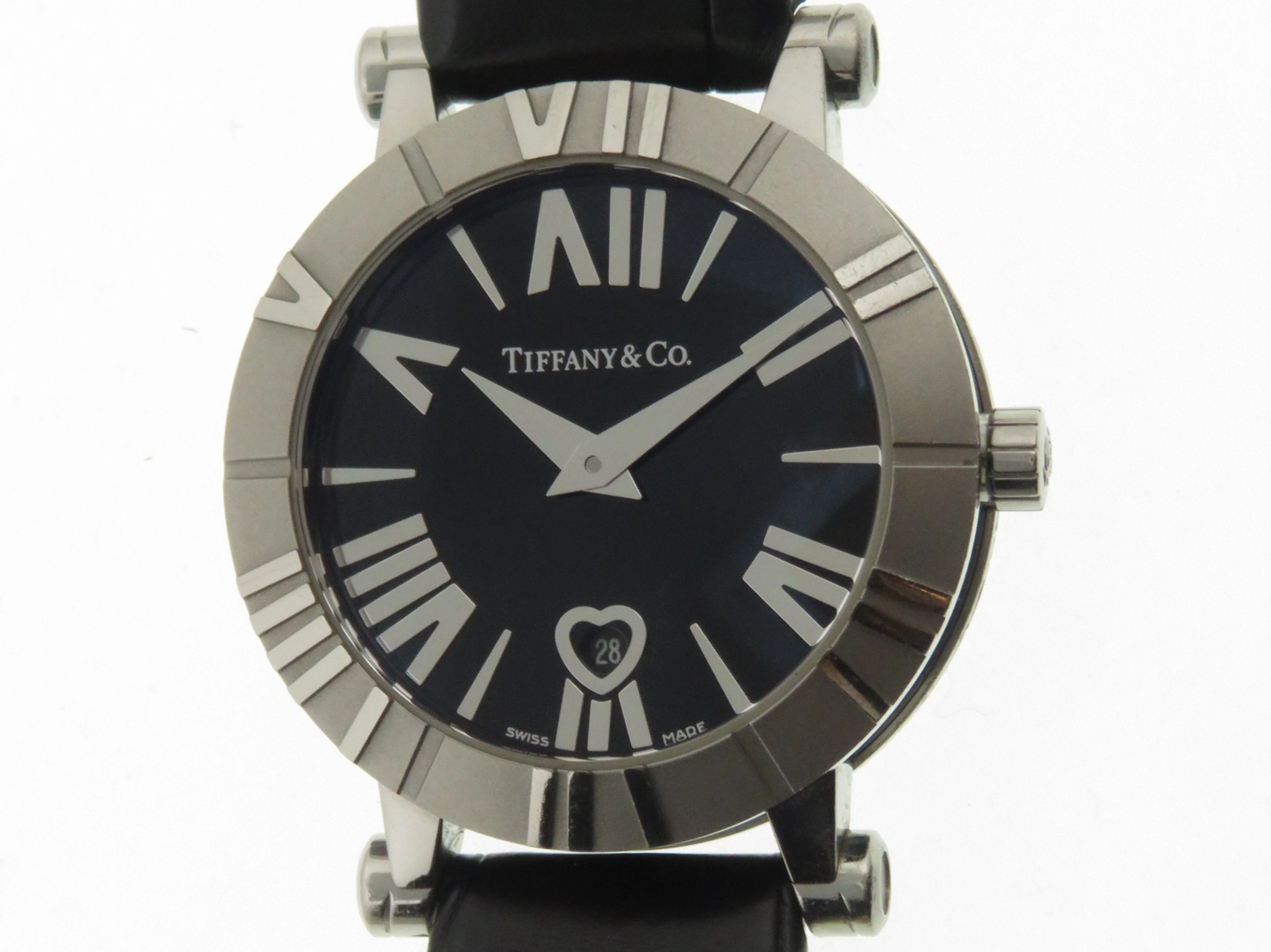 TIFFANY&CO ティファニー アトラス ブラック文字盤 革/SS/CE