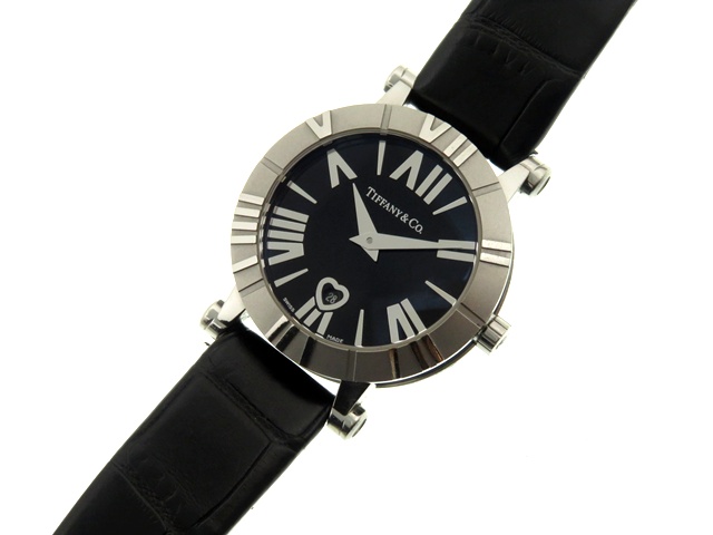 TIFFANY&CO ティファニー アトラス ブラック文字盤 革/SS/CE