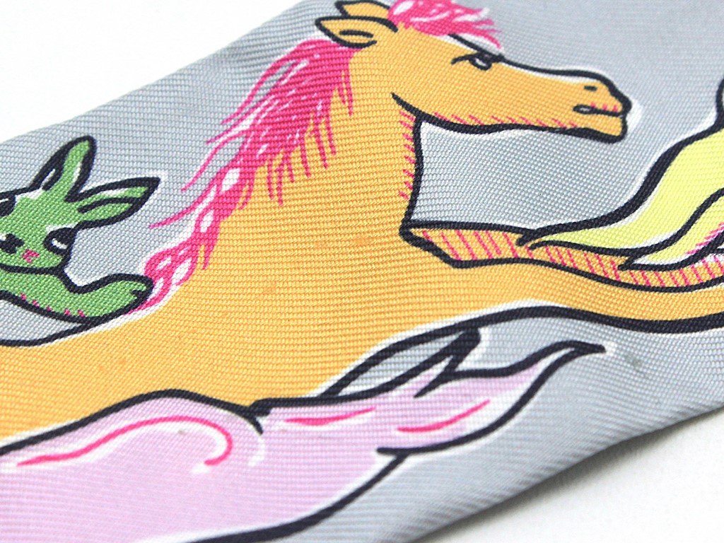 HERMES エルメス スカーフ ツイリー MILLE ET UN LAPINS グリス