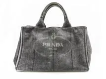 PRADA プラダ　カナパM ブラック デニム　2WAY ハンドバッグ ショルダーバッグ　1BG642　2143100391161【437】