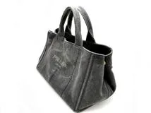 PRADA プラダ　カナパM ブラック デニム　2WAY ハンドバッグ ショルダーバッグ　1BG642　2143100391161【437】