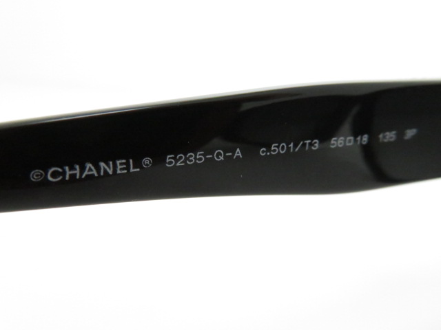 CHANEL　シャネル　サイドココ　サングラス　プラスチック　レザー　ブラック　ホワイト　5235-Q-A【473】