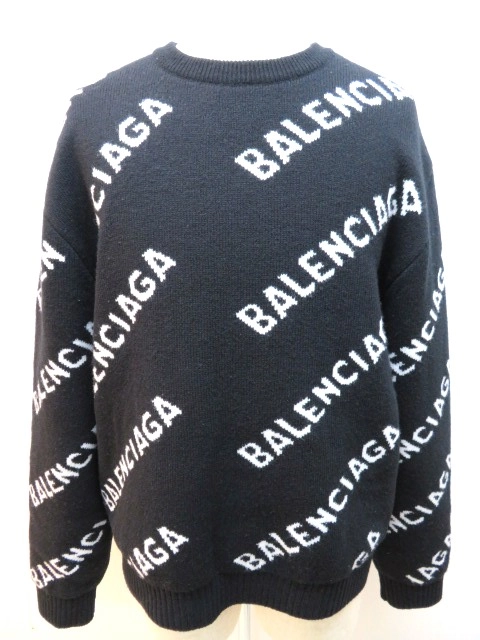 BALENCIAGA バレンシアガ セーター メンズ XL ブラック ホワイト ロゴ
