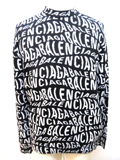BALENCIAGA バレンシアガ セーター メンズ S ブラック ホワイト
