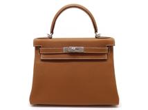 HERMES エルメス ケリー28 ハンドバッグ ゴールド SV シルバー金具 B刻 2023年 2120000312380【200】