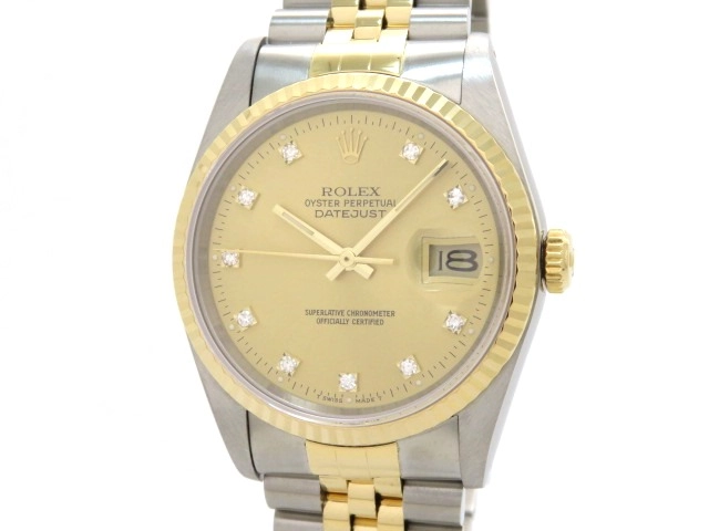 ロレックス ROLEX 16233G L番(1990年頃製造) シャンパン /ダイヤモンド メンズ 腕時計