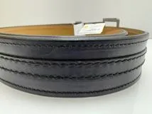 Berluti ベルルッティ ベルト ネイビー/シルバー色金具 レザー【472】UH