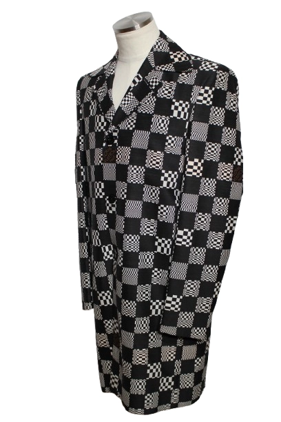 LOUIS VUITTON　ルイヴィトン　ディストーテッドダミエカーコート　メンズ44　ホワイト/ブラック　ポリエステル　RM211ZXXHKC71W　2120500248783　【432】