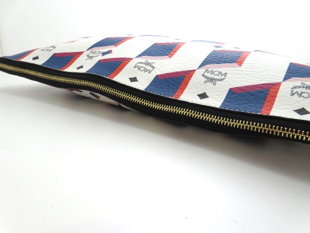 MCM エムシーエム クラッチバッグ ホワイト マルチカラー レザー