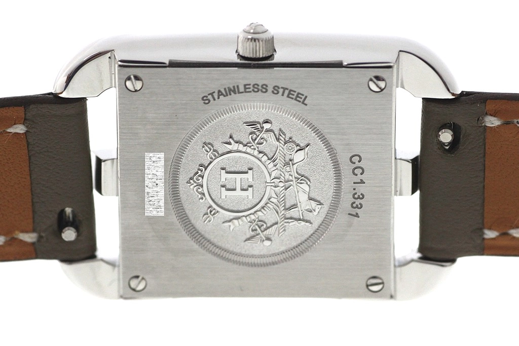 HERMES エルメス 腕時計 2024年3月正規品 ケープコッド CC1.331 ステンレススチール/スイフト B刻印 ダイヤモンドホワイト文字盤 クオーツ【472】SJ