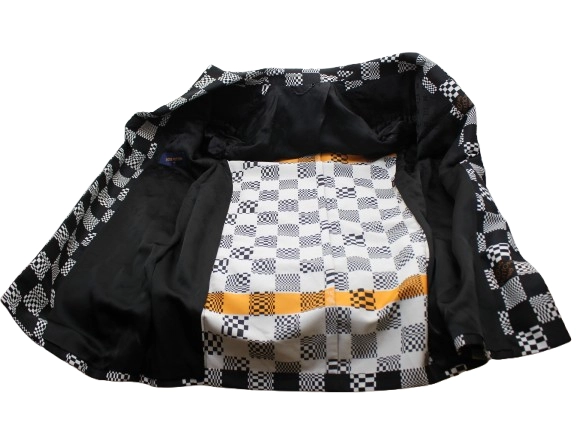 LOUIS VUITTON　ルイヴィトン　ディストーテッドダミエカーコート　メンズ44　ホワイト/ブラック　ポリエステル　RM211ZXXHKC71W　2120500248783　【432】