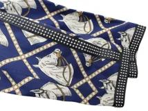 GUCCI　グッチ　スタッズロングコート　メンズ46　ネイビー/ホワイト/ブラック　コットン　716220Z8A6L　2143000712721　【432】