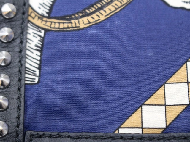 GUCCI グッチ スタッズロングコート メンズ46 ネイビー/ホワイト/ブラック コットン 716220Z8A6L 2143000712721 【432】