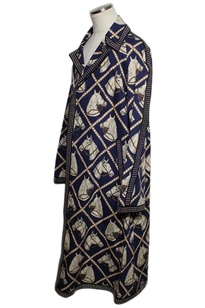 GUCCI グッチ スタッズロングコート メンズ46 ネイビー/ホワイト/ブラック コットン 716220Z8A6L 2143000712721 【432】