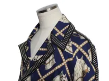 GUCCI　グッチ　スタッズロングコート　メンズ46　ネイビー/ホワイト/ブラック　コットン　716220Z8A6L　2143000712721　【432】