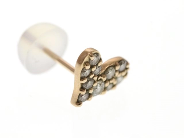JEWELRY ノンブランド ジュエリー ハート ピアス K18 ピンクゴールド ダイヤモンド 0.15カラット 1.2g【473】