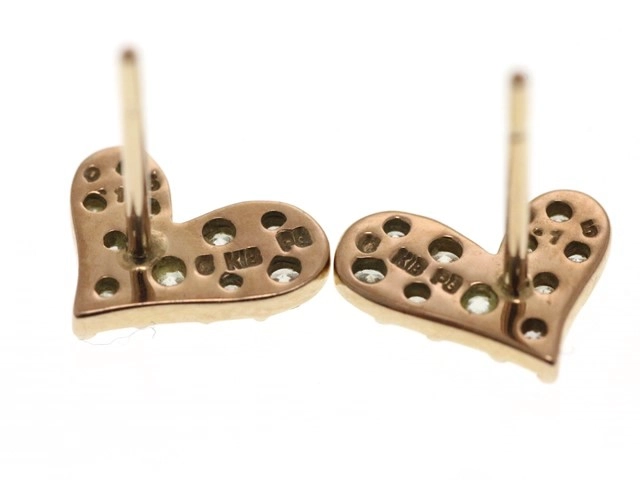JEWELRY ノンブランド ジュエリー ハート ピアス K18 ピンクゴールド ダイヤモンド 0.15カラット 1.2g【473】