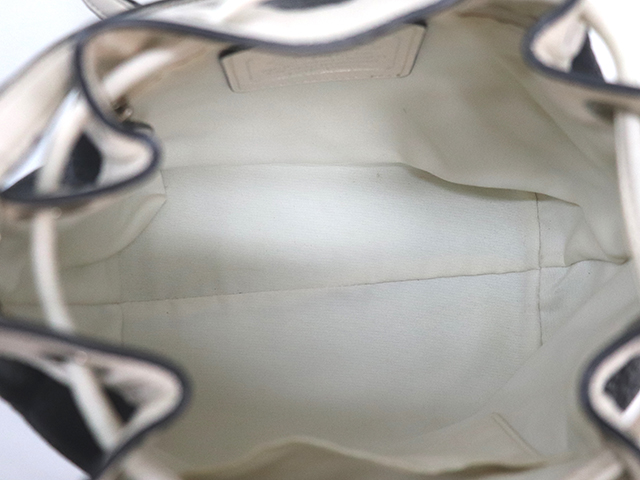 COACH コーチ 巾着型ショルダーバッグ レザー ネイビー ホワイト SV金具【205】の購入なら「質」の大黒屋（公式）